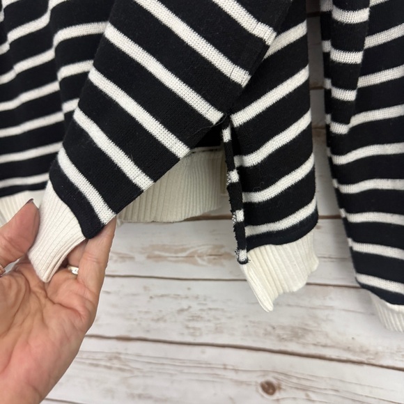 Zara Black Cream Striped Mockneck Pullover Sweater - Picture 3 of 4